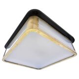 Grand plafonnier ou applique murale de style Bauhaus, en laiton et verre, taille XXL, années 1940