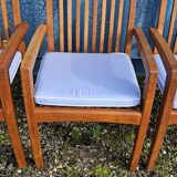 Stackable chair-armchair in solid teak with cushion by Vlaemynck