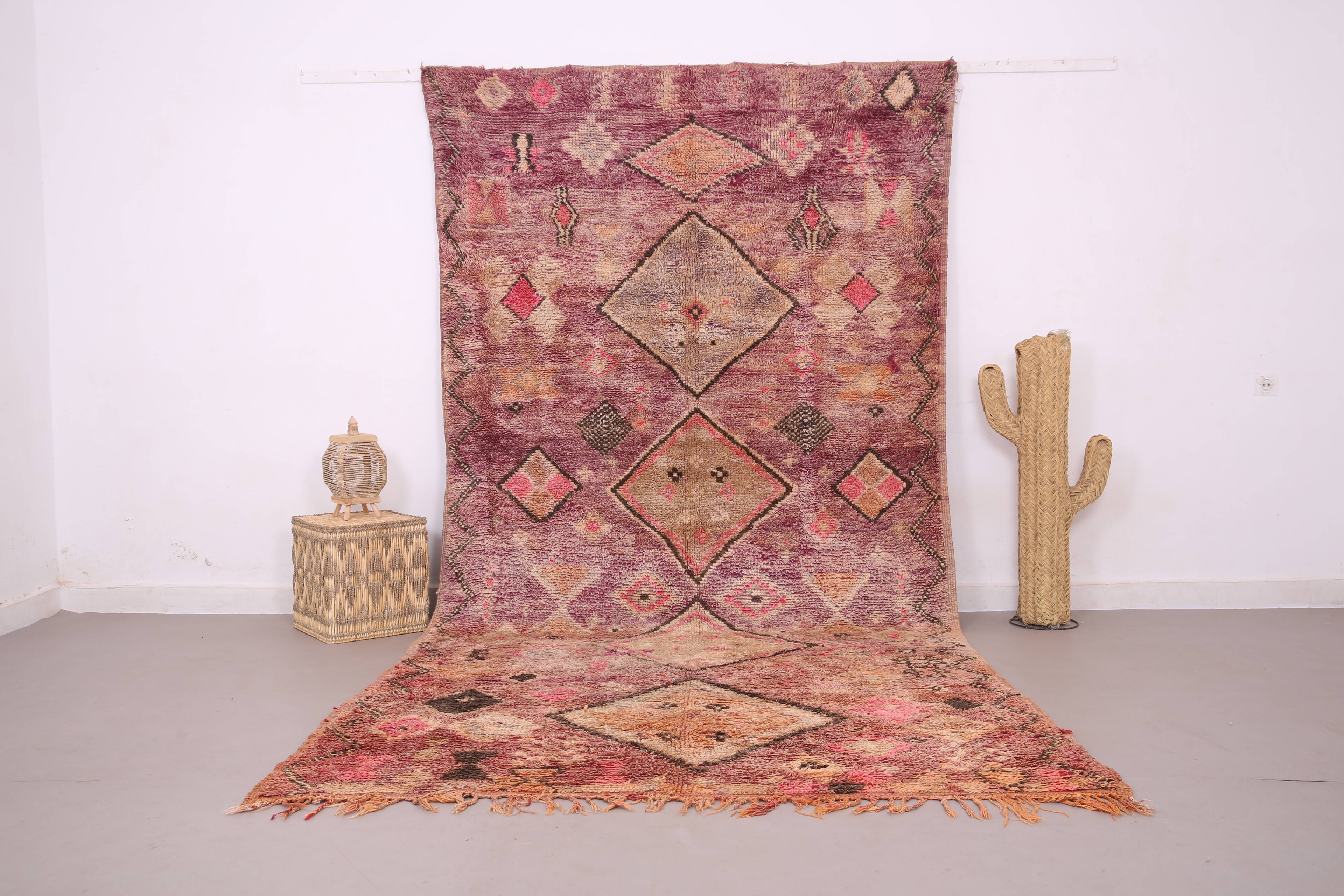 Tapis marocain vintage fait main 183 x 375 cm - Tapis en laine Boujaad - Tapis berbère