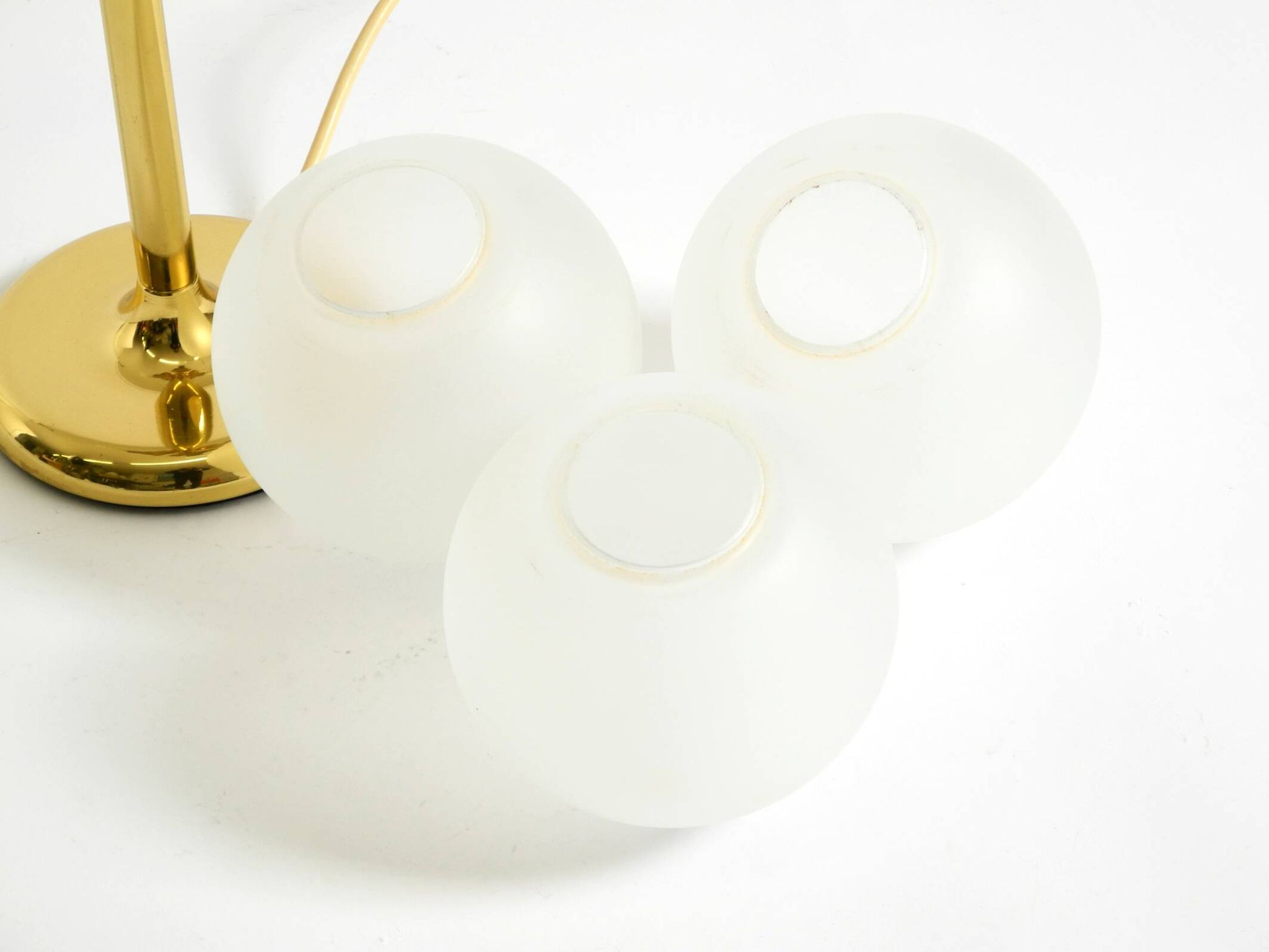 1960s Space Age brass table lamp by Kaiser Leuchten  with 3 glass globes