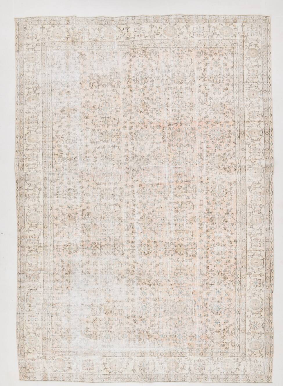 5x12 Pastel Beige Pink Turkish Vintage Area Rug, 160x375Cm