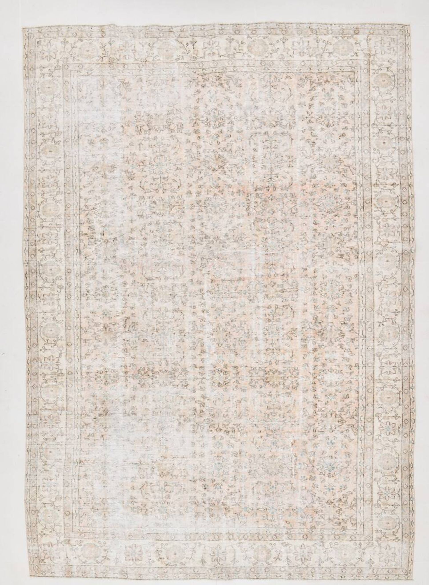 5x12 Pastel Beige Pink Turkish Vintage Area Rug, 160x375Cm