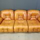 Mid century italian leather 3 seater sofa , 1970s