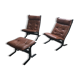 Westnofa Pair of armchairs and footrest siesta brown leather