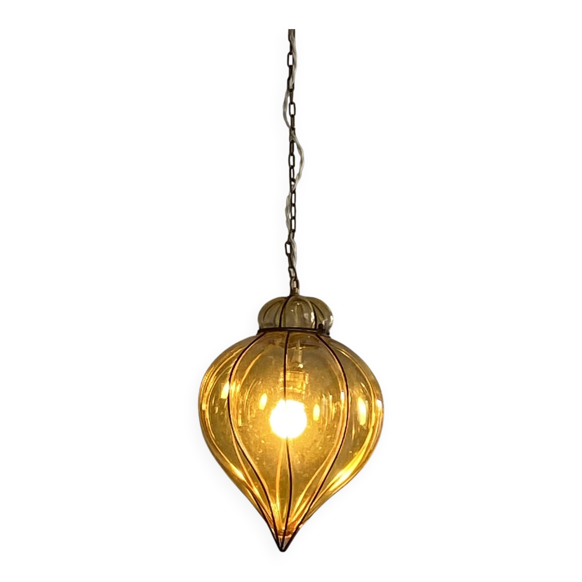 Antique Venetian lantern cage glass chandelier pendant light