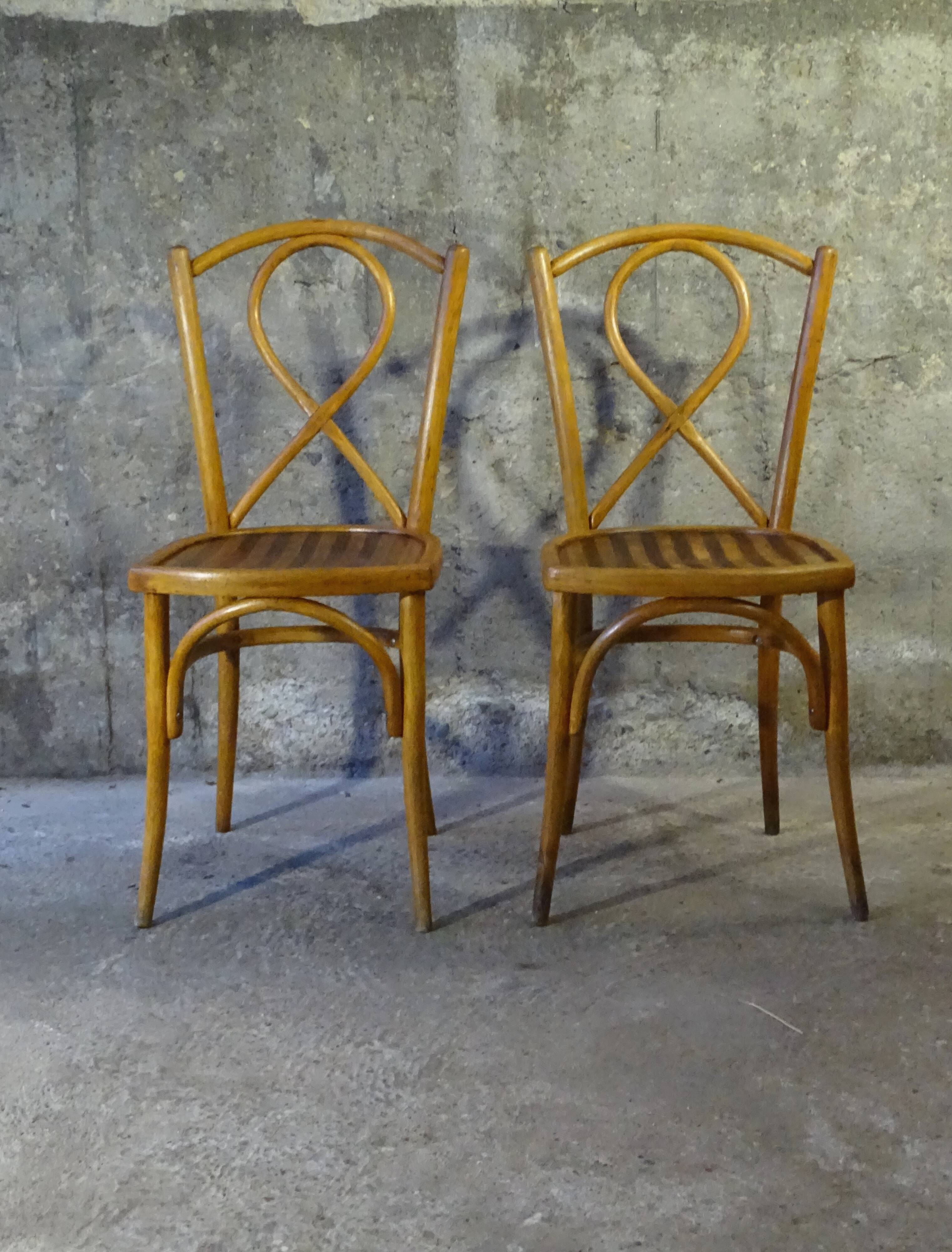 2 chaises gyf, bistrot assises bois, 1935