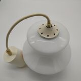 Seventies silkscreened opaline pendant lamp