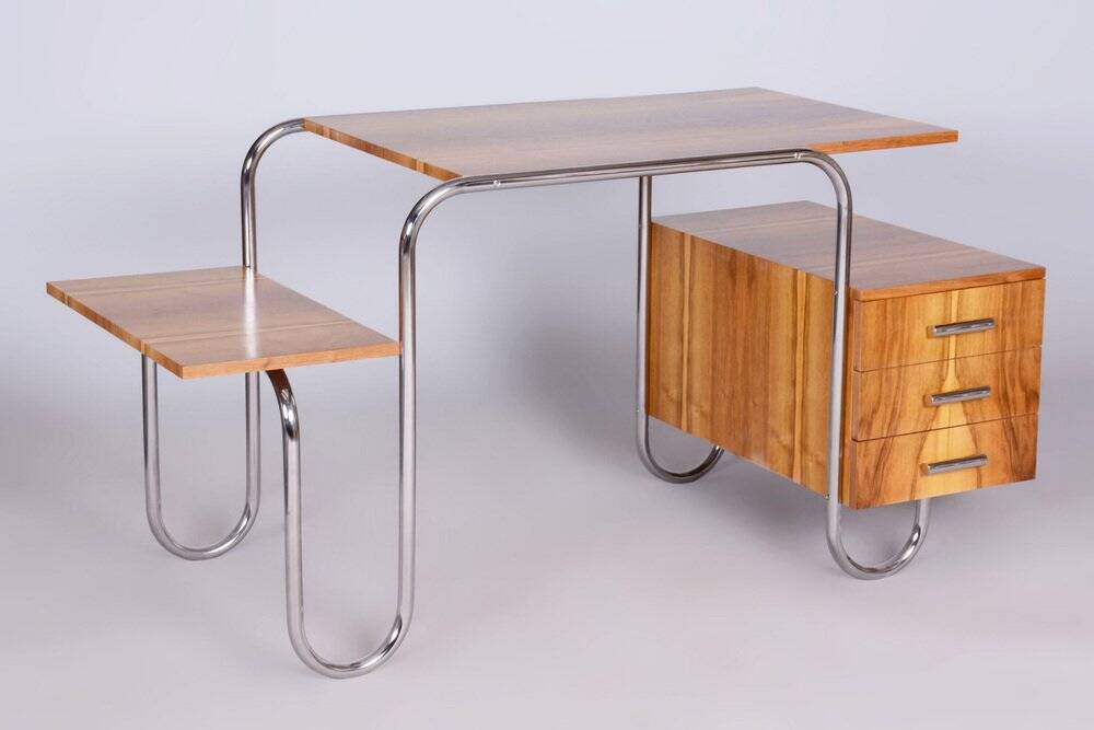 Czech Bauhaus Walnut Writing Desk by André Lurcat, 1930s
