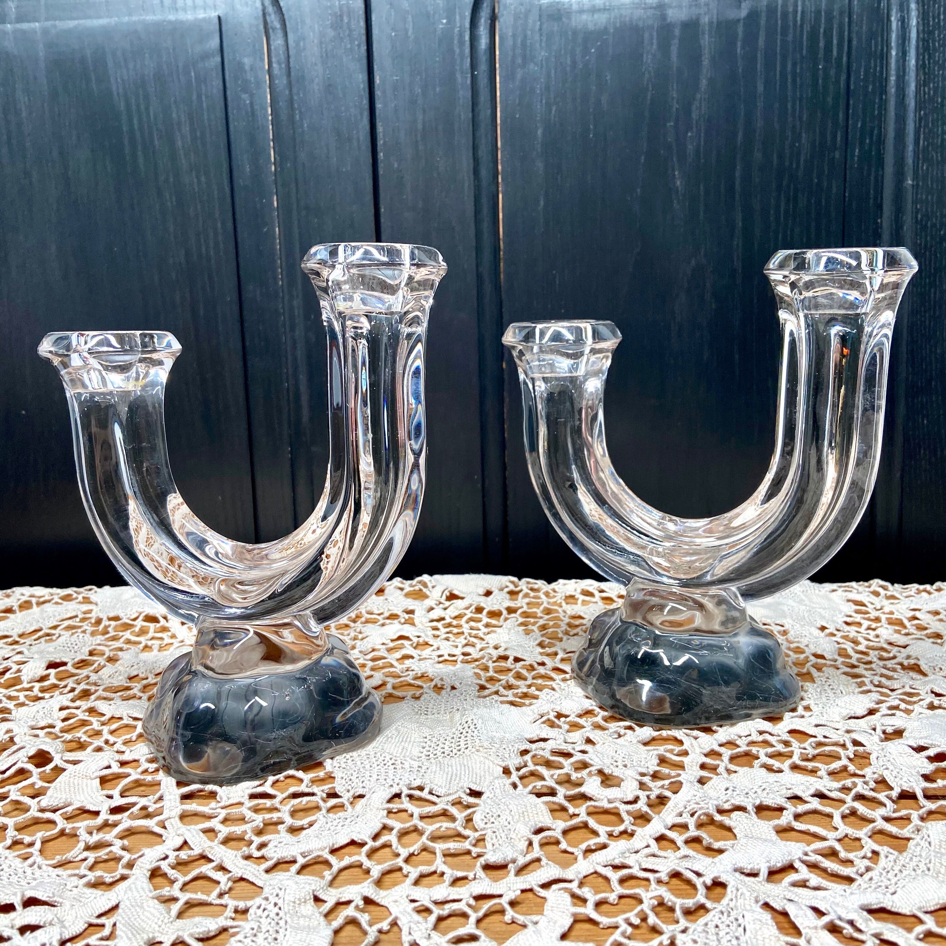 Pair of art deco crystal chandeliers