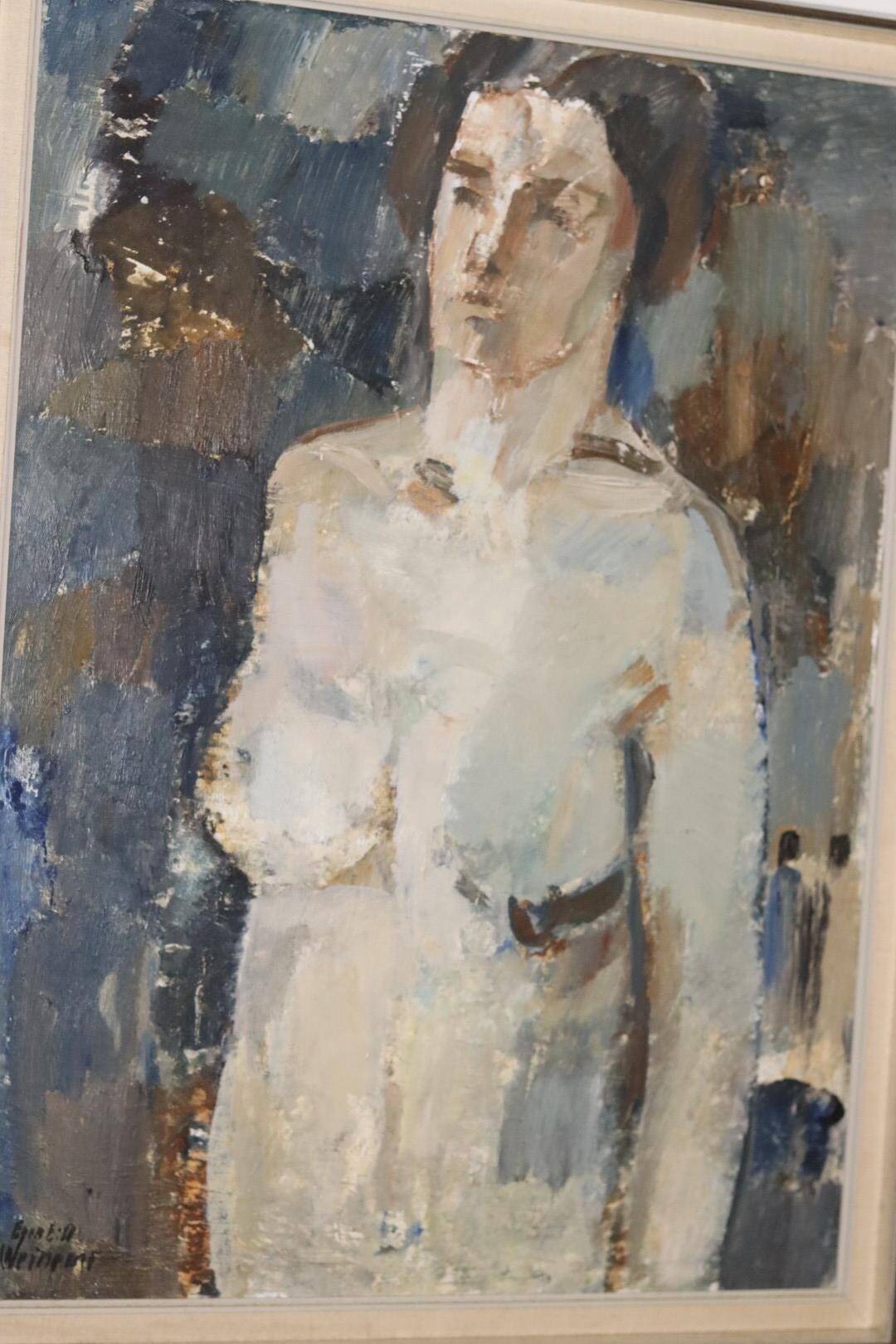 Large Swedish Mid-Century Oil On Canvas Painting" Nude Study " by Egon E:son Weinemo