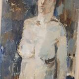 Grande huile sur toile suédoise du milieu du siècle « Étude de nu » par Egon E:son Weinemo