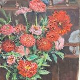 Bouquet of flowers Oil on panel of L. Prior