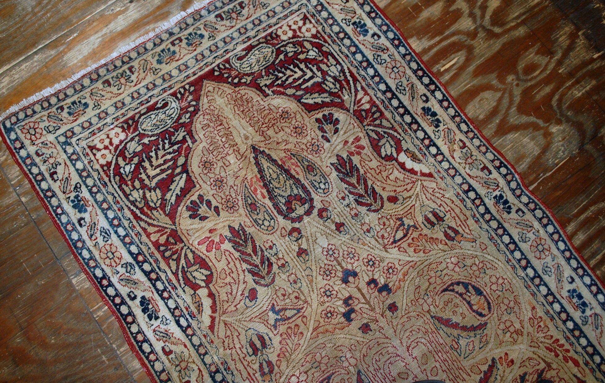 Tapis persan Kerman Lavar antique fait main 90 cm x 146 cm années 1880