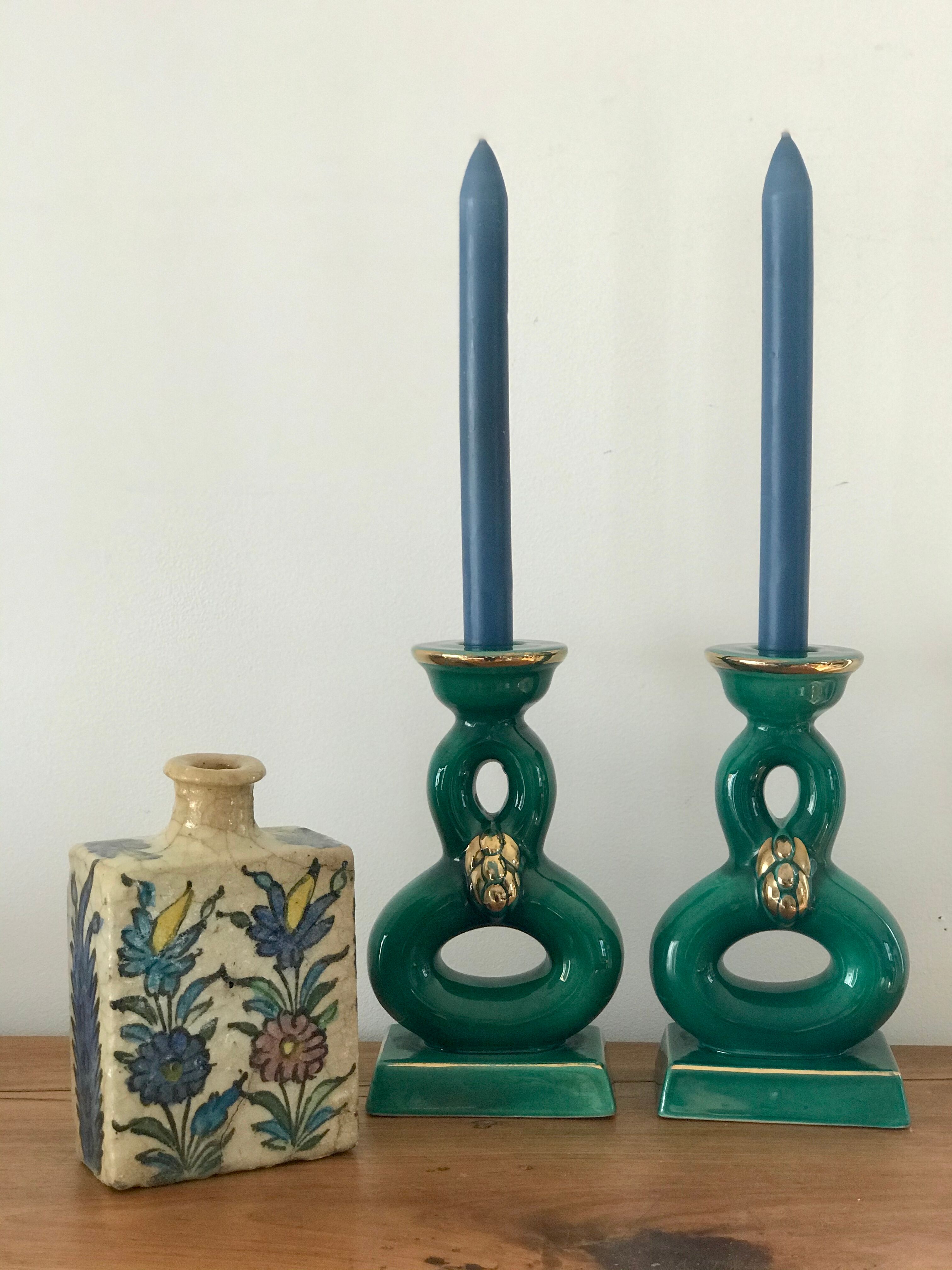 Pair of candlesticks in cermal