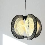 Black painted rustic wooden hanging lamp