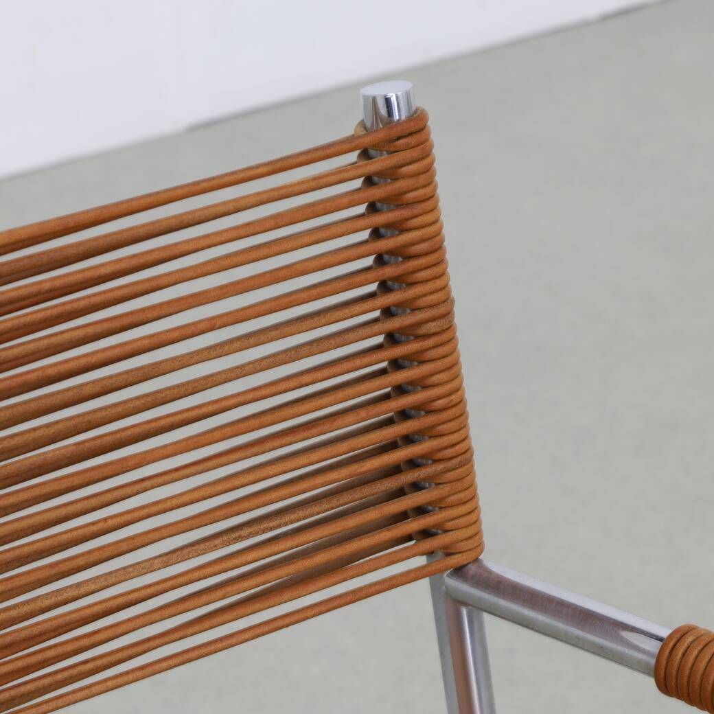2x Arm Chair in Leather and Stainless steel by Gerard van den Berg, 1990s