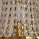Vintage Gold Metal 5-Light Chandelier – Crystal Beads & Glass Prisms