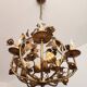 Hollywood Regency 4-light floral chandelier gilt with roses Italy 1960-1970