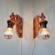 Pair of teak scissor wall lights, Scandinavian style, 1960s