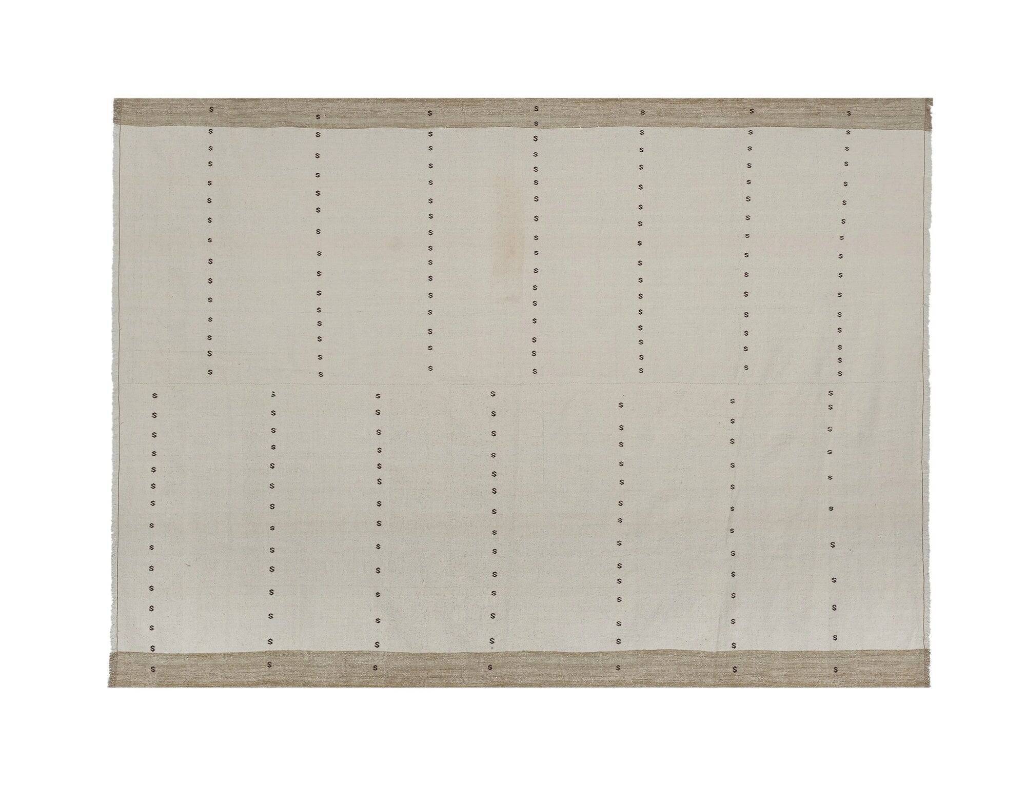 Vintage Turkish kilim, handwoven, 200x285 cm.
