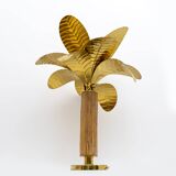 Paire de lampes en forme de palmier en laiton et rotin, Italie, années 1970