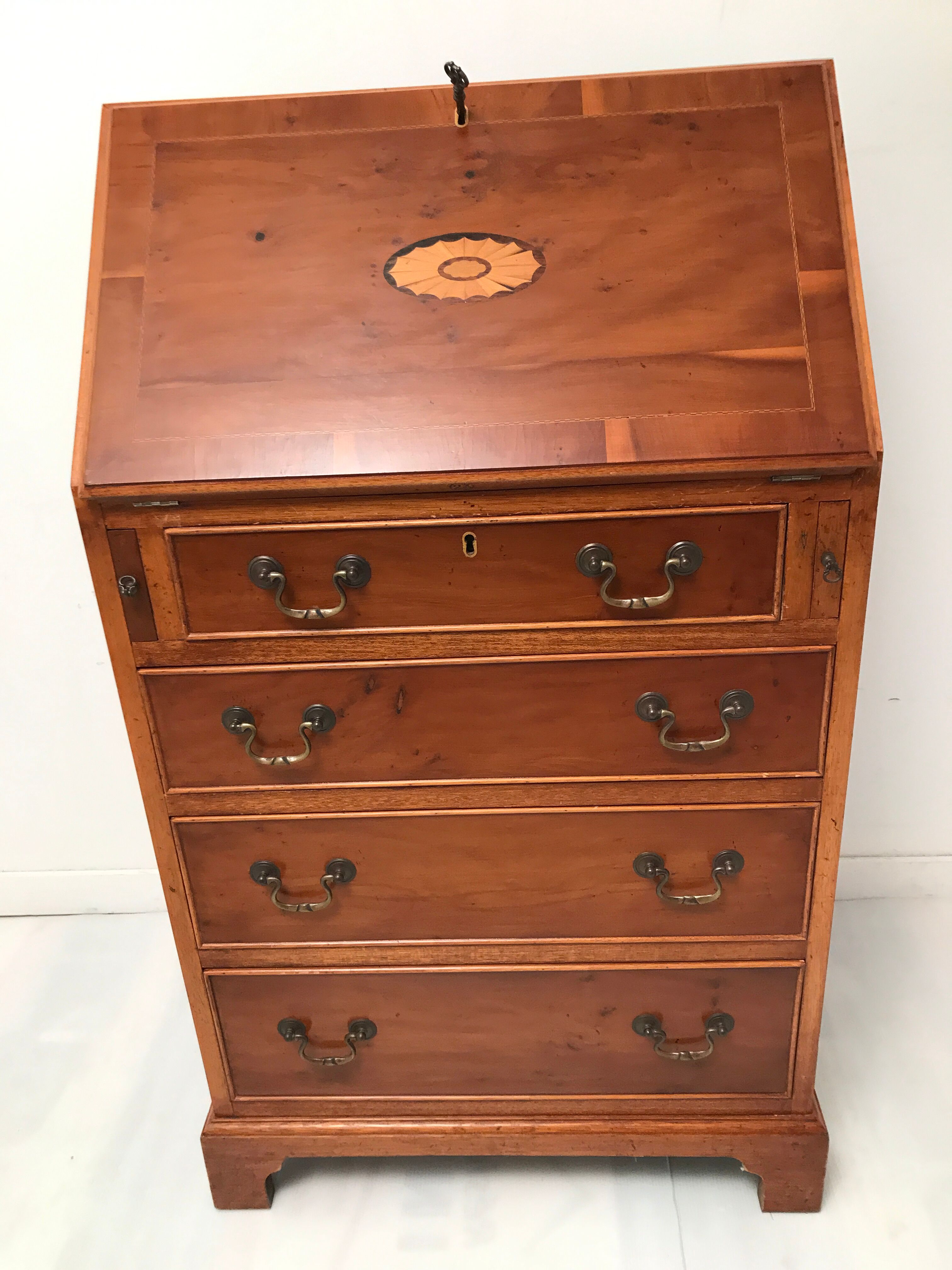 Donkey back secretary in English marquetry 1900s