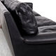 Danish design black leather and teak 3 seater sofa, 1960s