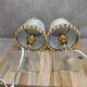 Pair of vintage lamps in plexiglass and gold metal