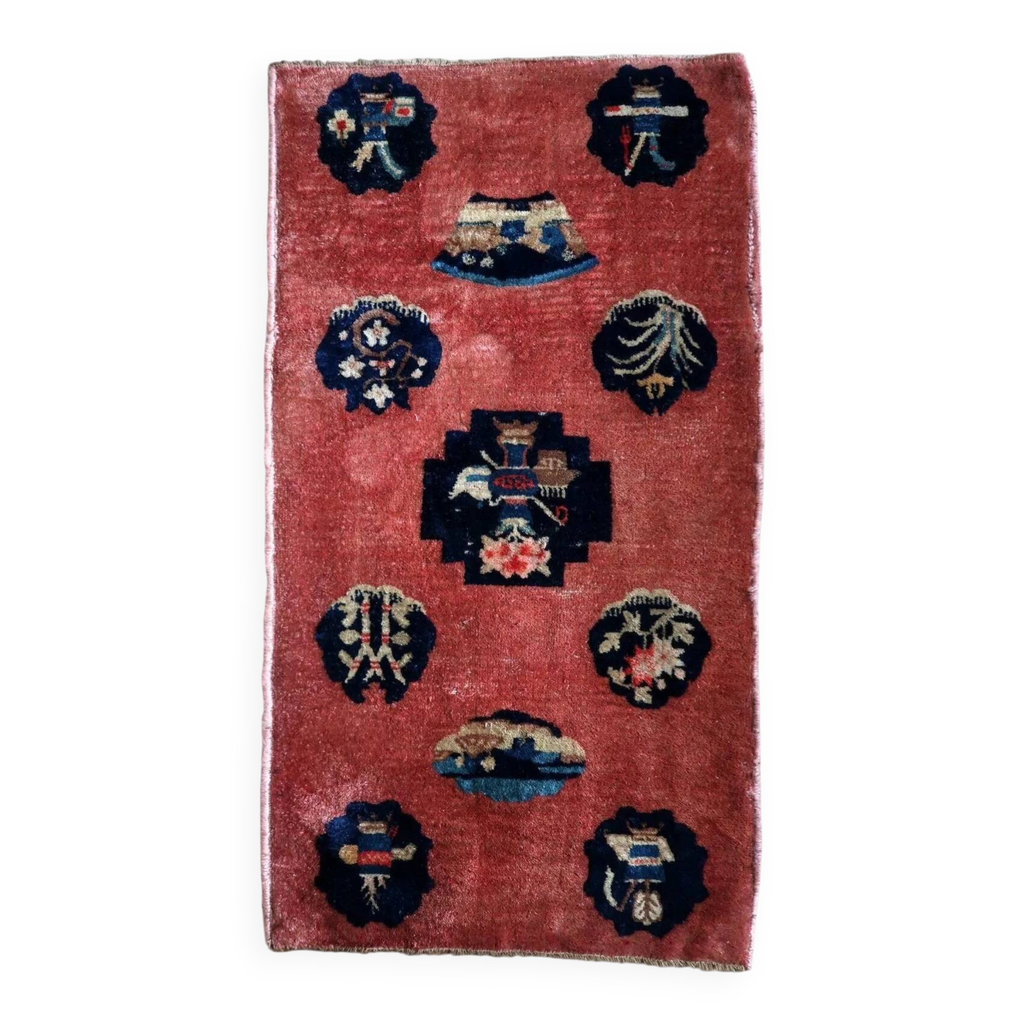Antique 1920s Chinese Art Deco rug 68cm x 121cm - 1C1265