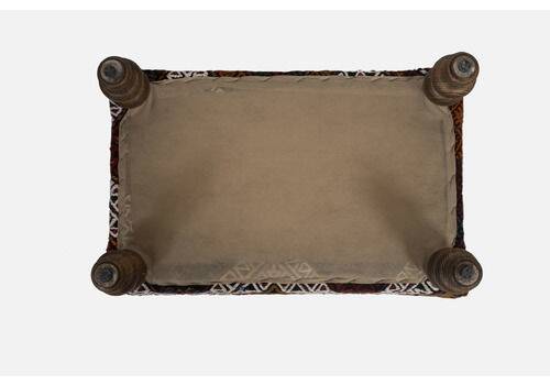 Turkish Handwoven Kilim Tribal Footstool Pouf