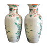 Chine paire de vases porcelaine décor polychrome dynastie Qing XIXe H 46,5 cm