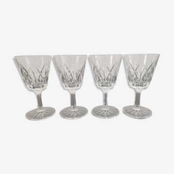 Set de 4 verres à pied à eau ou vin en cristal ciselé vintage Shell