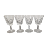 Set of 4 glasses of water/wine foot in vintage shell chiseled crystal