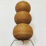 Triple wicker ball floor lamp