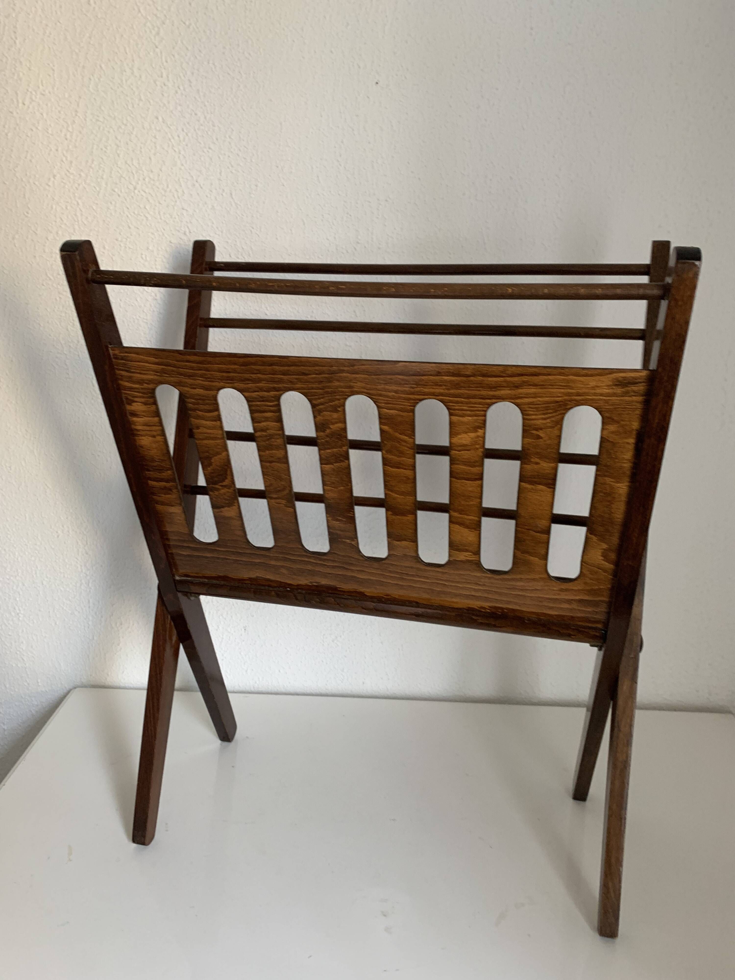 Vintage magazine rack 1960 Cees Braakman Scandinavia vinyl magazines - 56 x