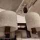 Suspension scandinave, en teck et perspex, 6 feux