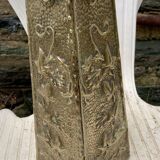 Embossed metal vase by alfred daguet, 1900 art nouveau period