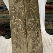 Embossed metal vase by alfred daguet, 1900 art nouveau period