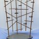 Vintage veb plant rattan plant stand with white laminate top