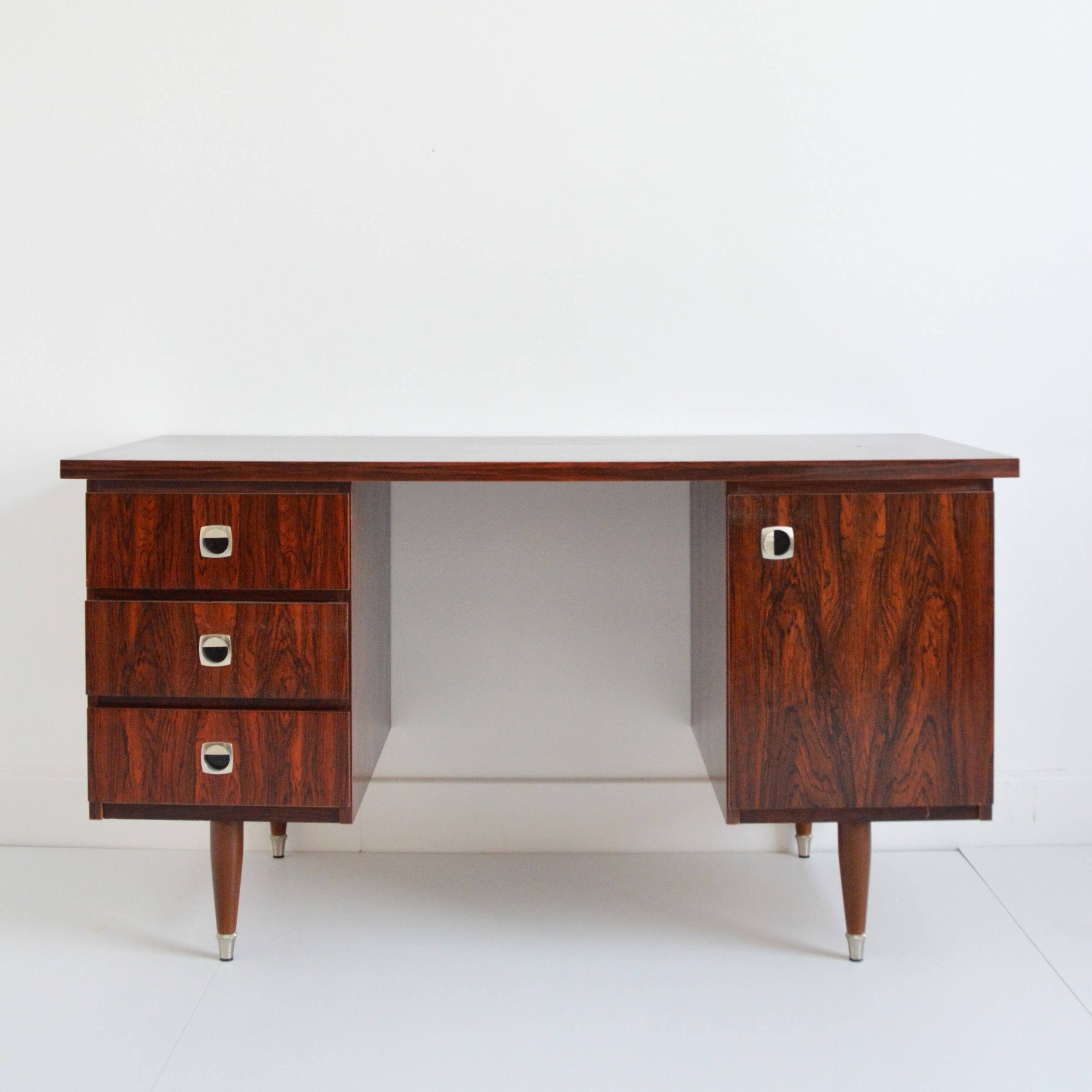 Scandinavian rosewood desk 1960 vintage