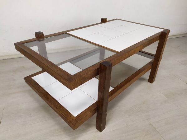 Table basse vintage double plateaux