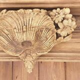 Natural wood bookcase with 3 doors and shelves