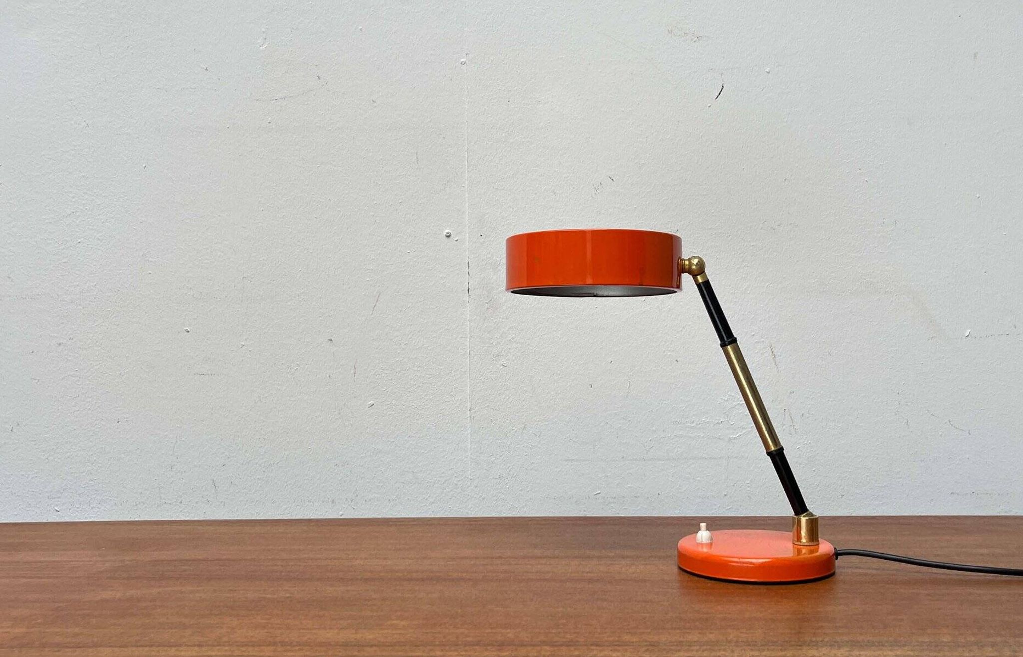 Mid-century minimalist orange table lamp, Italy, 1960s.