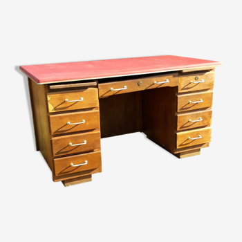 Tray red vinyl wooden desk
