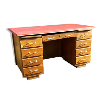 Tray red vinyl wooden desk
