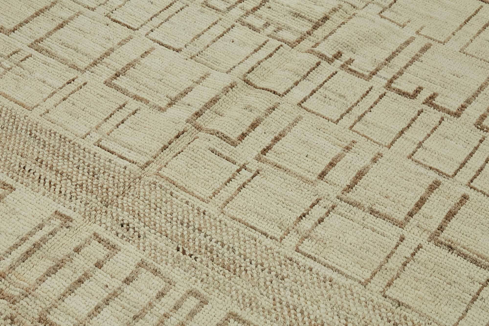 Handmade Tribal Decorative 204 cm x 301 cm Beige Wool Carpet