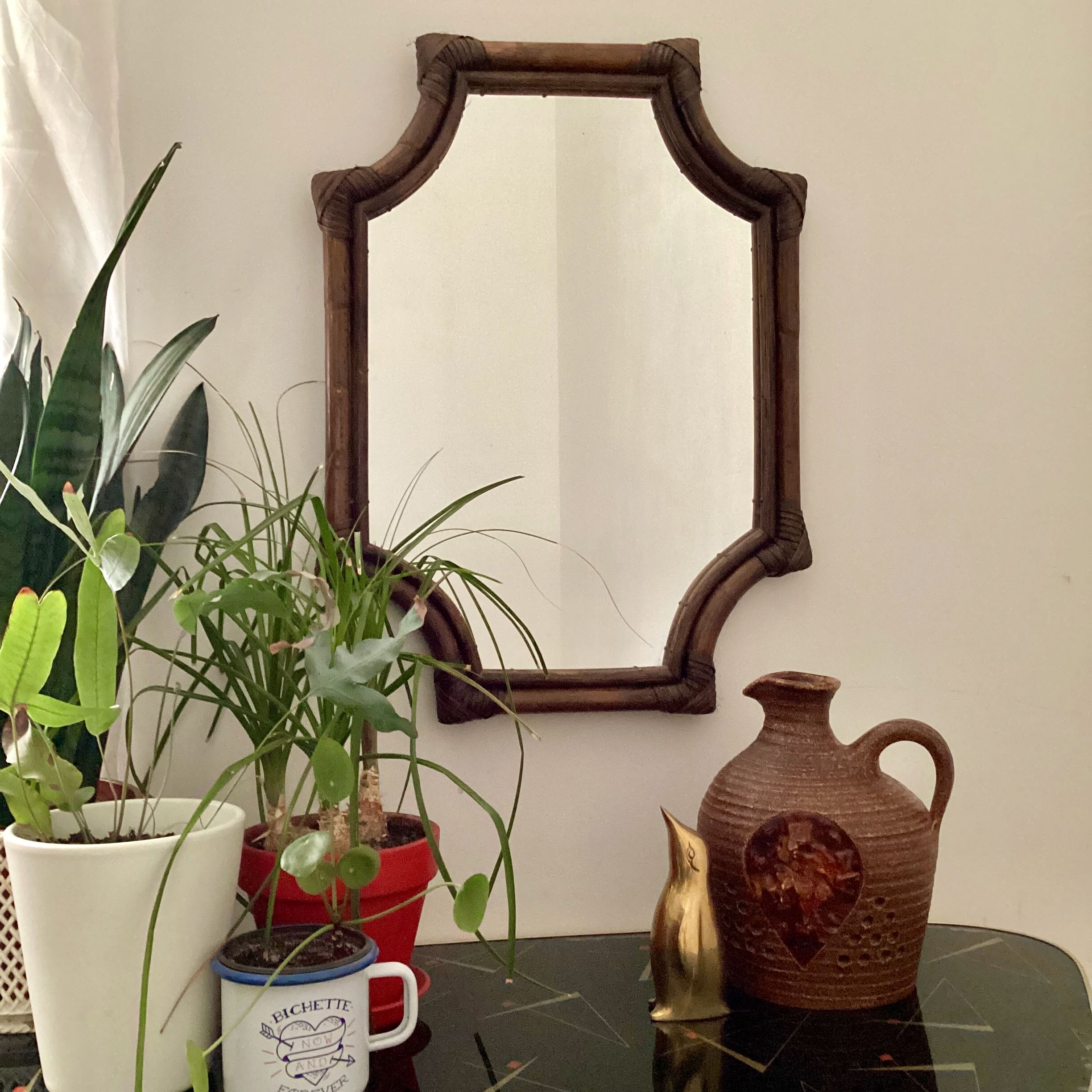 Vintage bamboo mirror