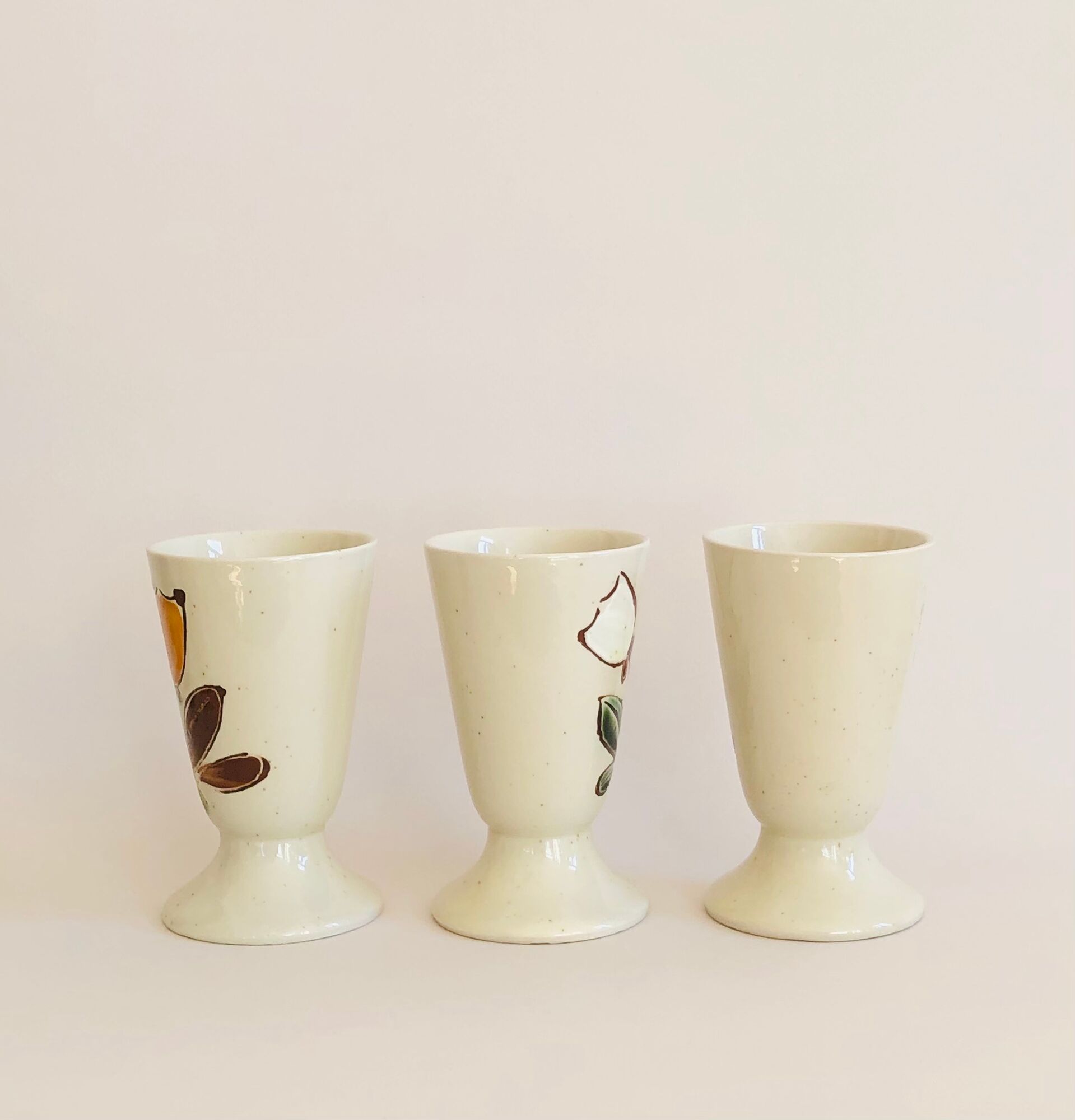 Set of 6 vintage Korean mazagrans in sandstone