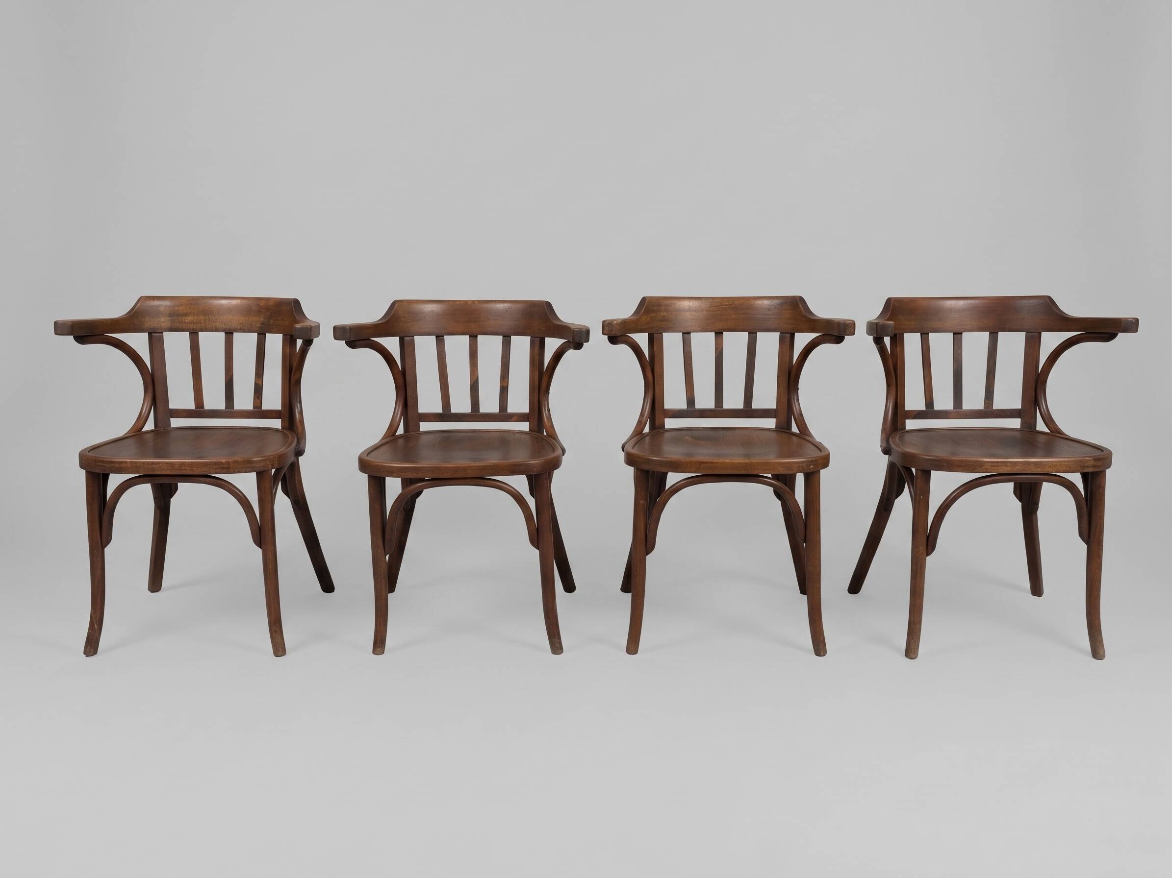 4 Baumann armchairs in bent wood