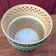 Cache pot green bottle imitation wicker braided / vintage 60s-70s